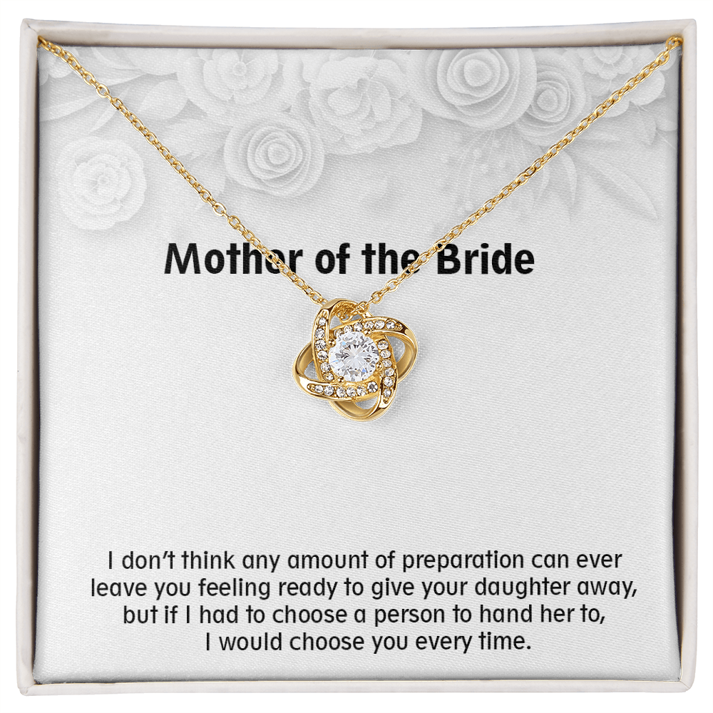 Love Knot Necklace (18K Yellow Gold & 14K White Gold Variants, Jewelry, Gift, Mahogany Style Luxury Box Available, Mother of the Bride - YERTIZZ.COM