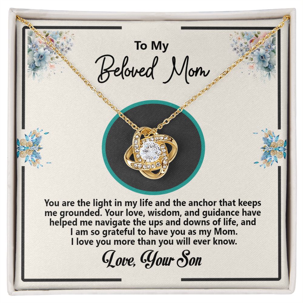 To My Beloved Mom, Love Your Son, Love Knot Necklace - YERTIZZ.COM