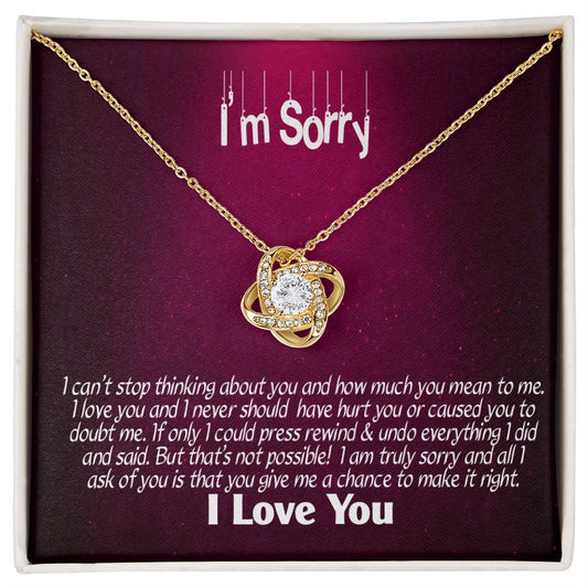 I'm Sorry-I Love You, Love Knot Necklace, Jewelry Gift