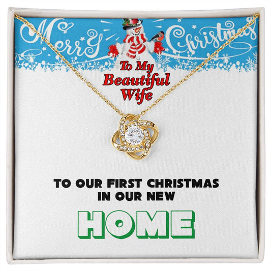 Christmas, To My Beautiful Wife, First Christmas, New Home, Love Knot Necklace, Jewelry Gift