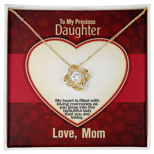 To My Precious Daughter, Love Knot Necklace, Jewelry, Gift