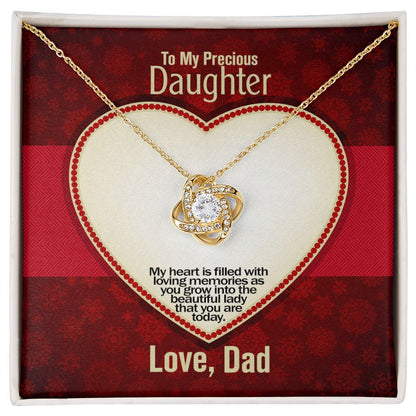 To My Precious Daughter, Love Knot Necklace, Jewelry, Gift - YERTIZZ.COM