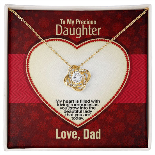 To My Precious Daughter, Love Knot Necklace, Jewelry, Gift