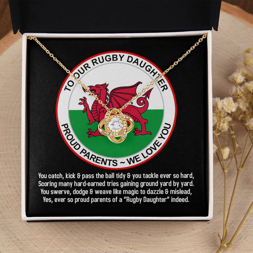 To Our Rugby Daughter, Love Knot Necklace - YERTIZZ.COM