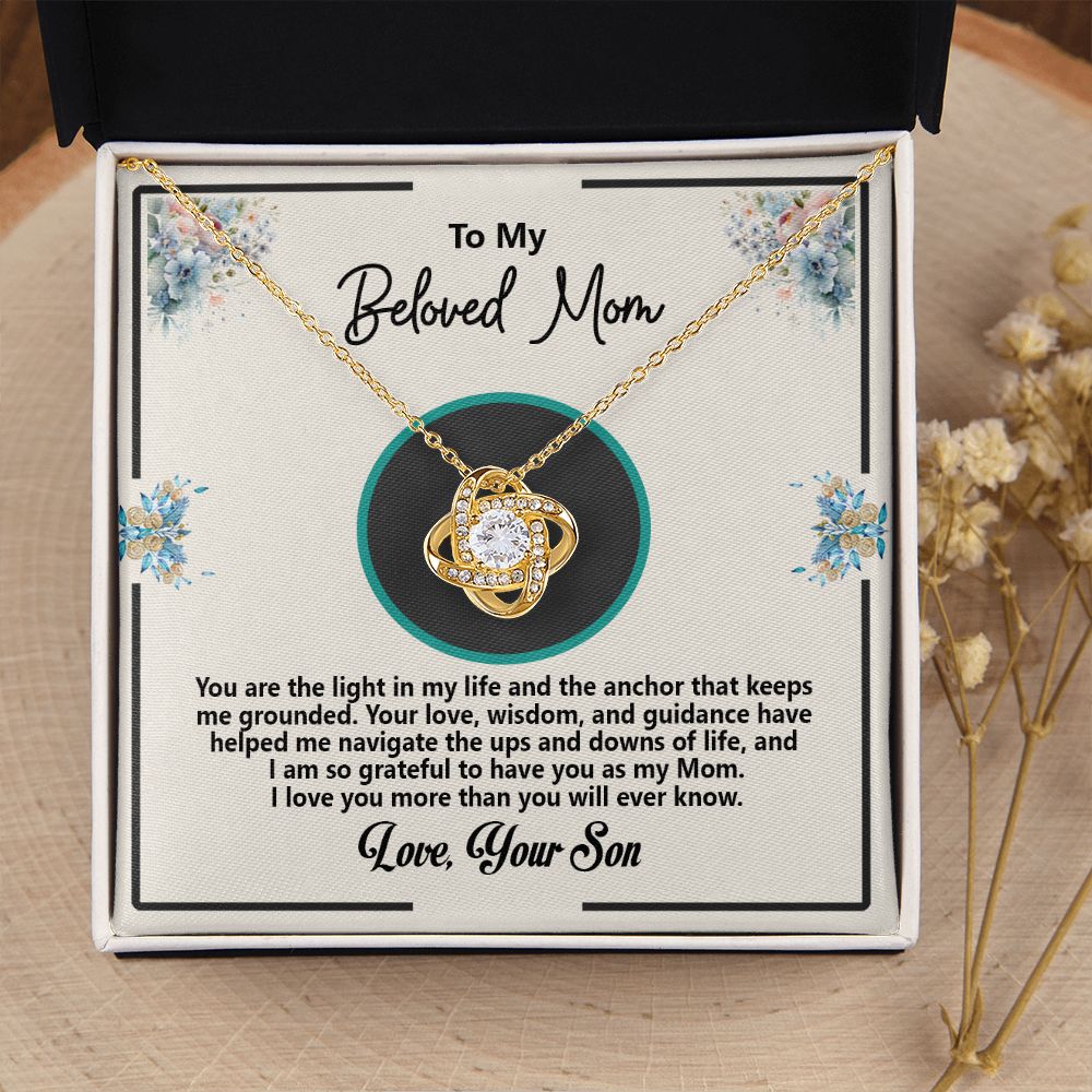 To My Beloved Mom, Love Your Son, Love Knot Necklace - YERTIZZ.COM