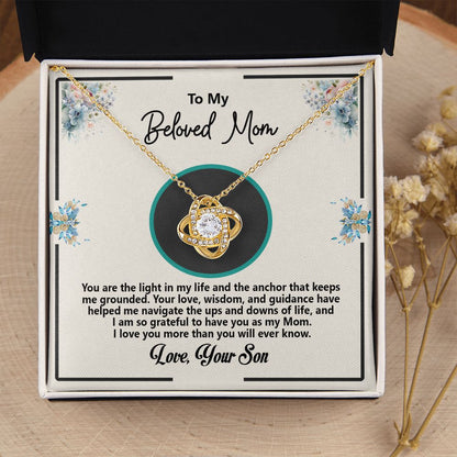 To My Beloved Mom, Love Your Son, Love Knot Necklace - YERTIZZ.COM