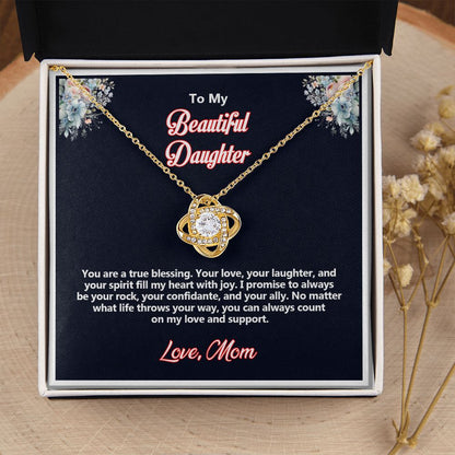 To My Beautiful Daughter, Love Knot Necklace - YERTIZZ.COM