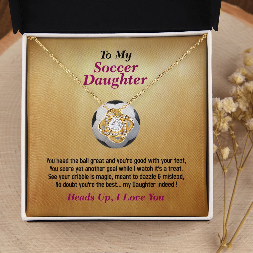 To My Soccer Daughter-I Love You, Love Knot Necklace, Jewelry Gift - YERTIZZ.COM