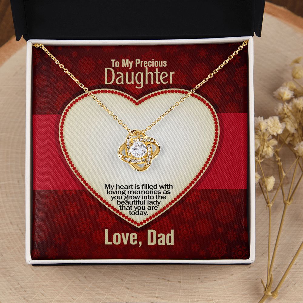 To My Precious Daughter, Love Knot Necklace, Jewelry, Gift - YERTIZZ.COM