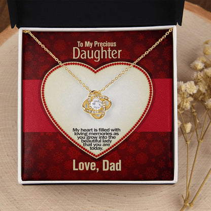 To My Precious Daughter, Love Knot Necklace, Jewelry, Gift - YERTIZZ.COM