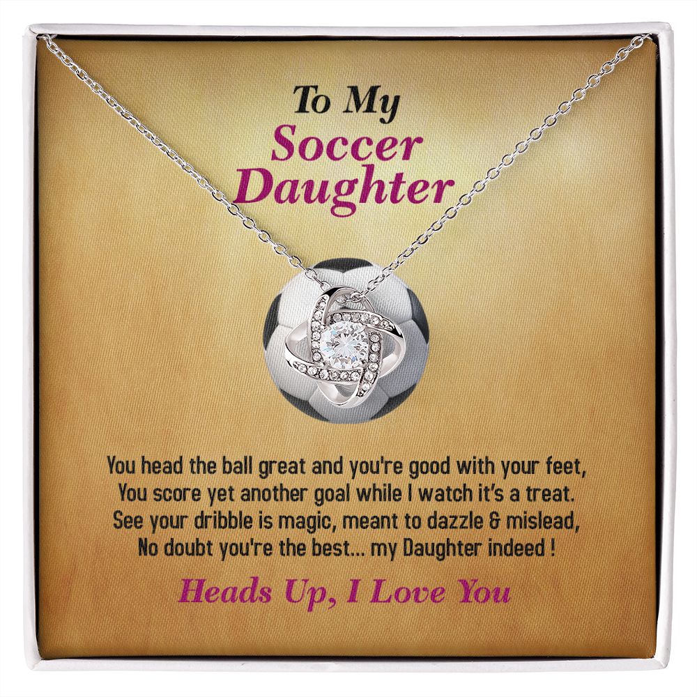 To My Soccer Daughter-I Love You, Love Knot Necklace, Jewelry Gift - YERTIZZ.COM