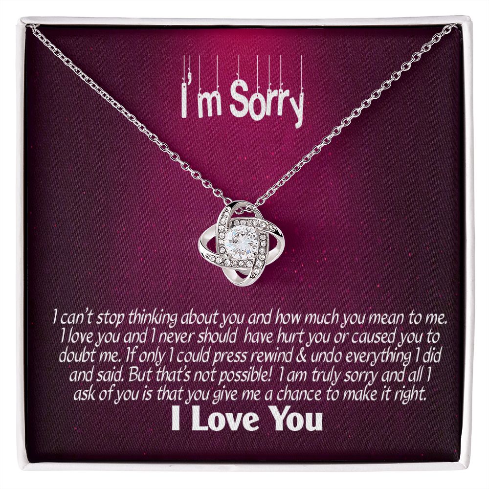 I'm Sorry-I Love You, Love Knot Necklace, Jewelry Gift