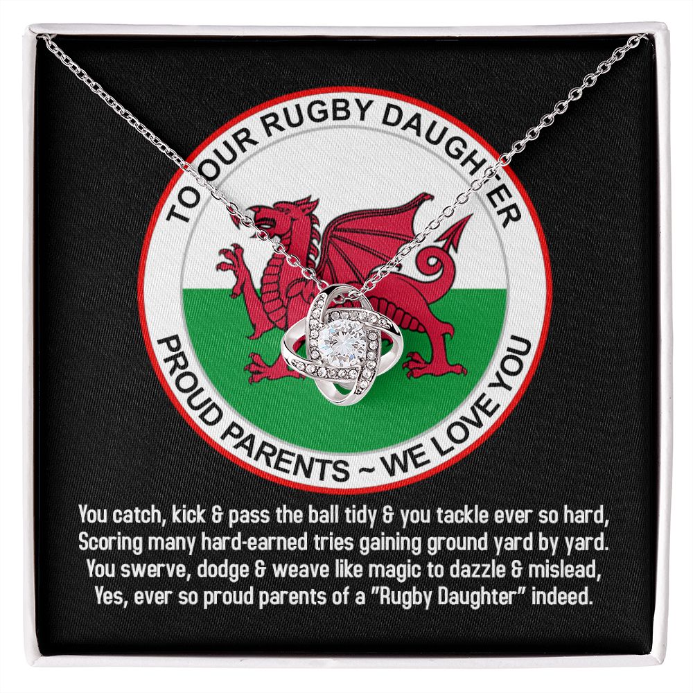 To Our Rugby Daughter, Love Knot Necklace - YERTIZZ.COM
