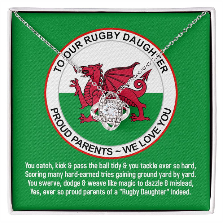 To Our Rugby Daughter, Love Knot Necklace - YERTIZZ.COM