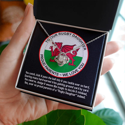 To Our Rugby Daughter, Love Knot Necklace - YERTIZZ.COM