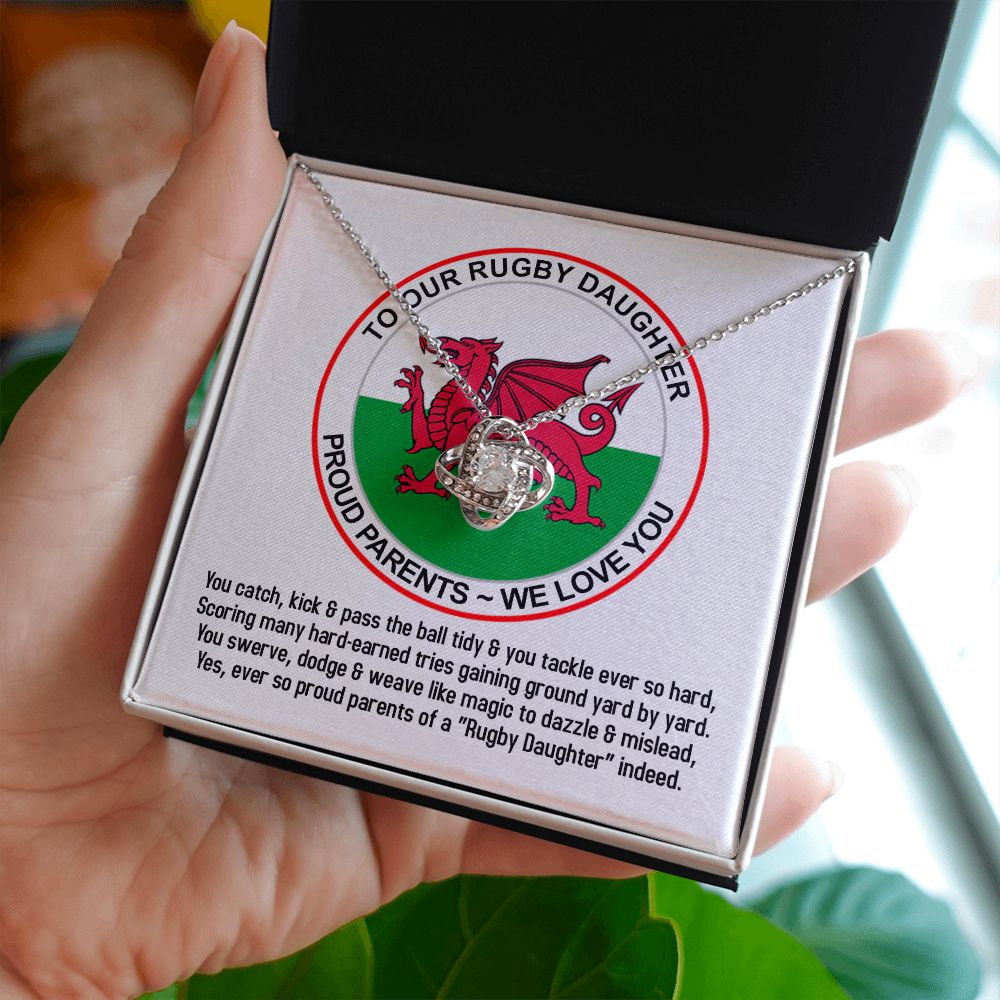 To Our Rugby Daughter, Love Knot Necklace - YERTIZZ.COM