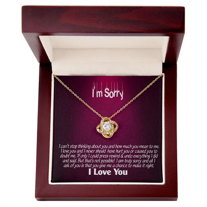 I'm Sorry-I Love You, Love Knot Necklace, Jewelry Gift