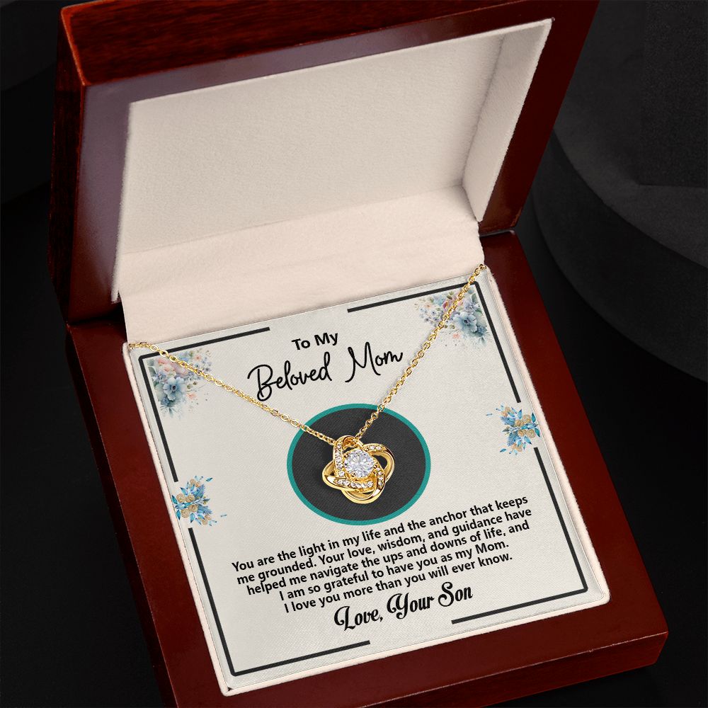 To My Beloved Mom, Love Your Son, Love Knot Necklace - YERTIZZ.COM