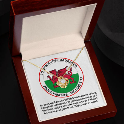To Our Rugby Daughter, Love Knot Necklace - YERTIZZ.COM