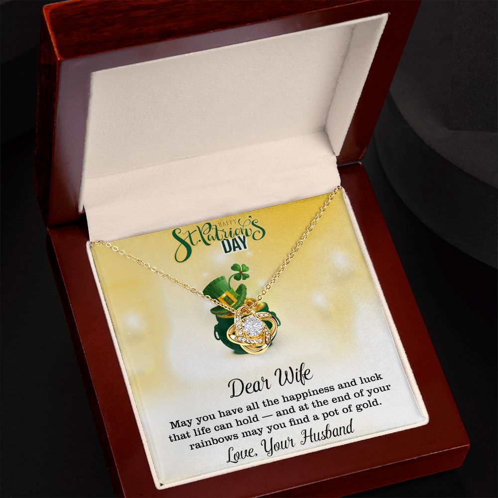 Dear Wife, Love Your Husband, St. Patricks Day, Love Knot Necklace - YERTIZZ.COM