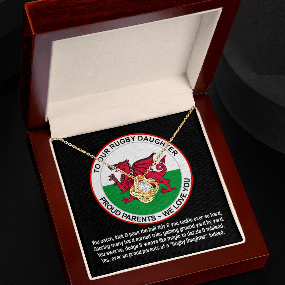 To Our Rugby Daughter, Love Knot Necklace - YERTIZZ.COM