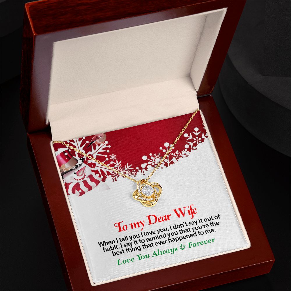 Christmas, To My Dear Wife, Love Always, Love Knot Necklace, Jewelry Gift - YERTIZZ.COM