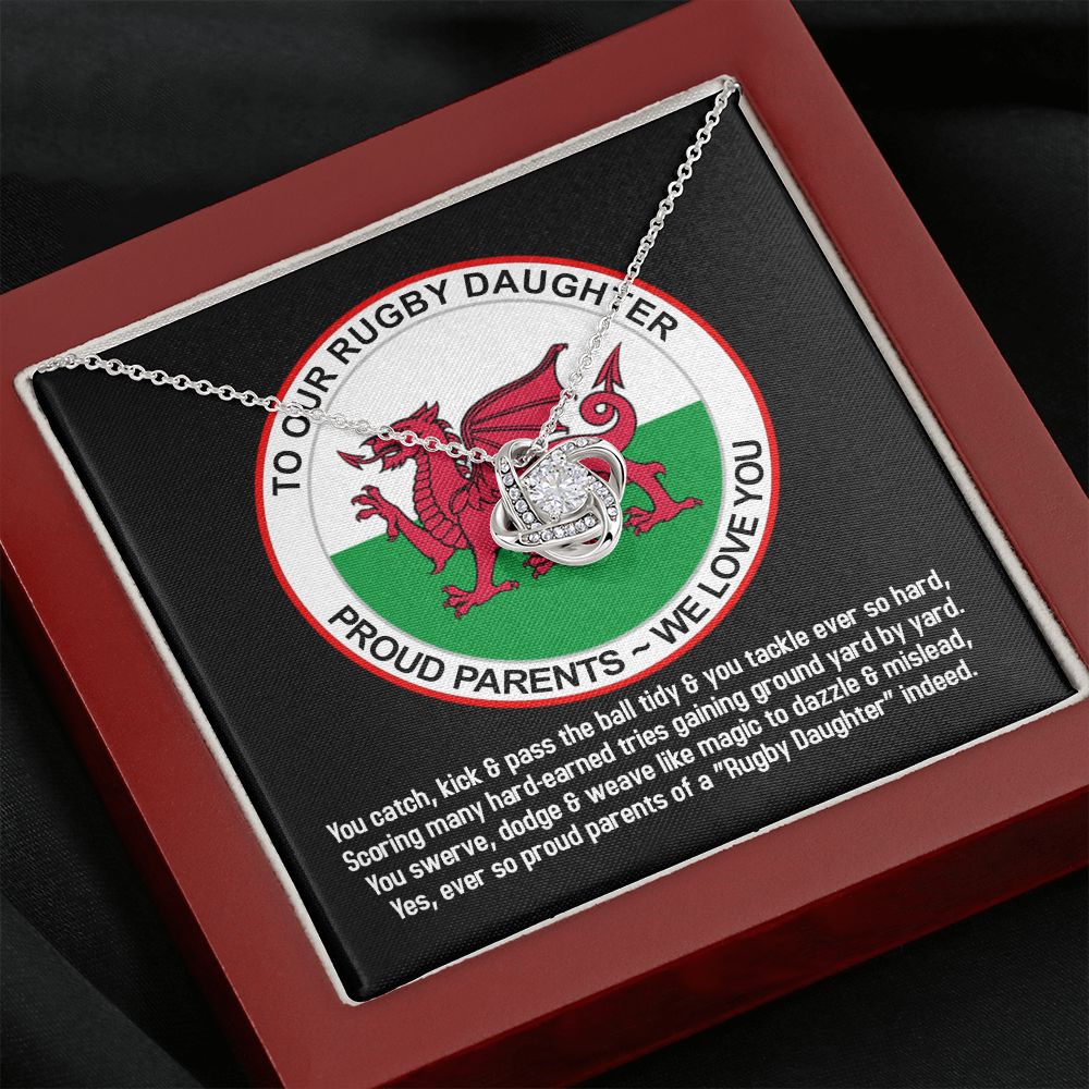 To Our Rugby Daughter, Love Knot Necklace - YERTIZZ.COM