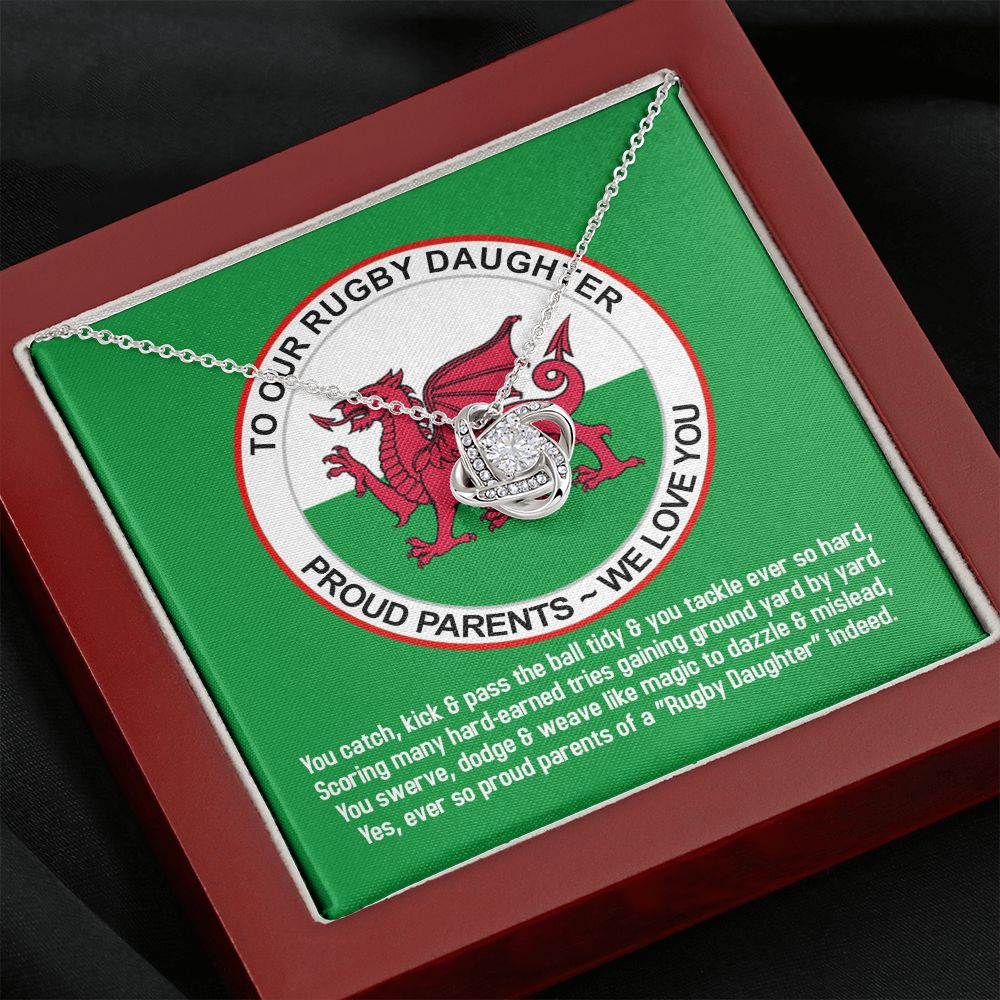 To Our Rugby Daughter, Love Knot Necklace - YERTIZZ.COM