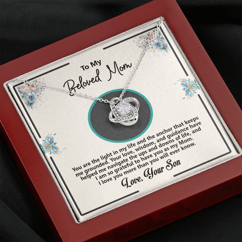 To My Beloved Mom, Love Your Son, Love Knot Necklace - YERTIZZ.COM