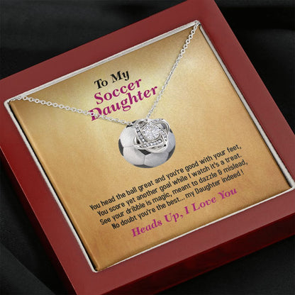 To My Soccer Daughter-I Love You, Love Knot Necklace, Jewelry Gift - YERTIZZ.COM