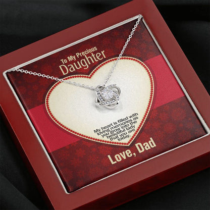 To My Precious Daughter, Love Knot Necklace, Jewelry, Gift - YERTIZZ.COM