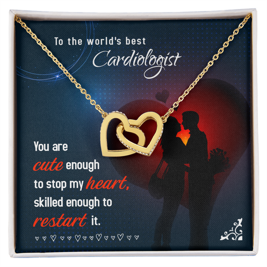 Interlocking Hearts Necklace, Jewelry Gift, Rose Gold, or 18k yellow gold finish, Cardiologist, Doctor - YERTIZZ.COM