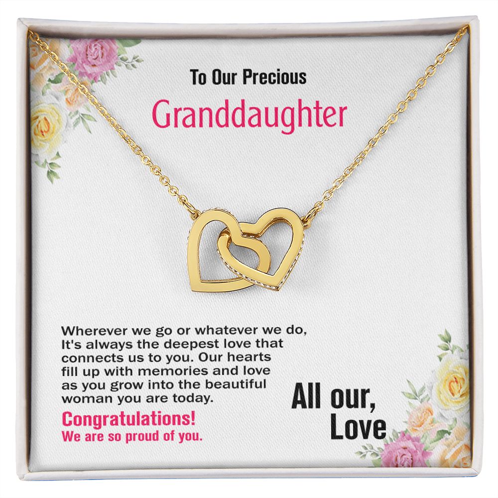 To Our Precious Granddaughter-All Our Love, Interlocking Hearts Necklace, Jewelry Gift - YERTIZZ.COM