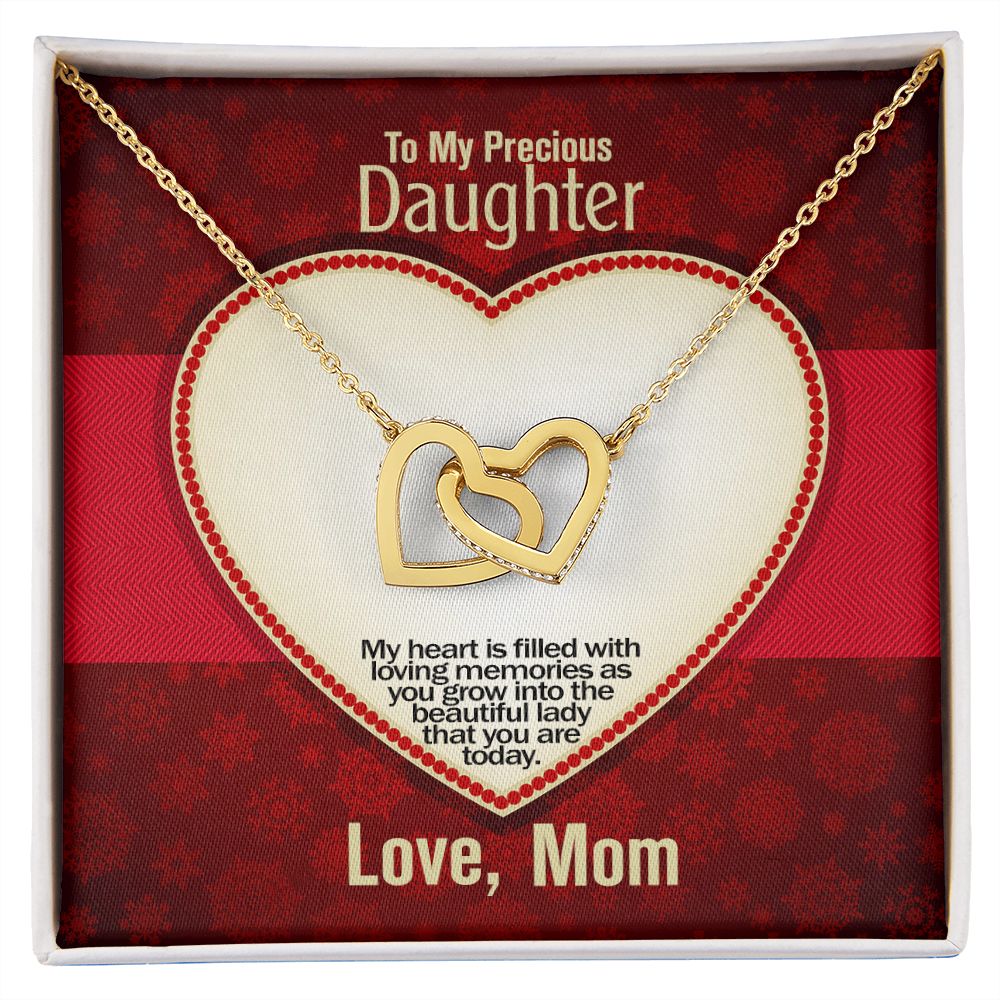 To My Precious Daughter, Interlocking Hearts Necklace, Jewelry, Gift - YERTIZZ.COM
