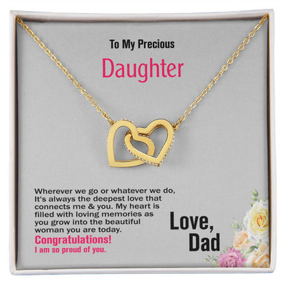 To Daughter, Interlocking Hearts Necklace, Jewelry Gift - YERTIZZ.COM