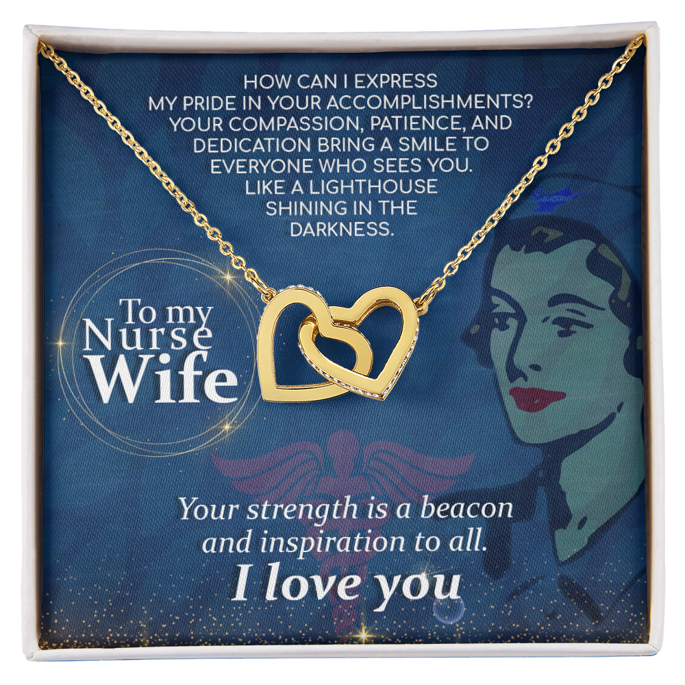 Interlocking Hearts Necklace, Jewelry Gift, Rose Gold, or 18k yellow gold finish, Nurse, Nurses, Wife - YERTIZZ.COM