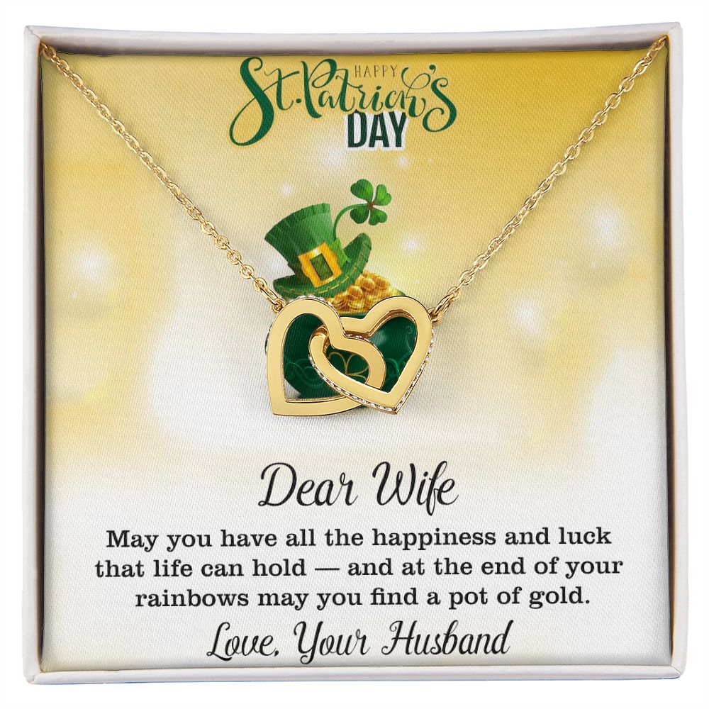 Dear Wife, Love Your Husband, St. Patrick's Day, Interlocking Hearts Necklace - YERTIZZ.COM