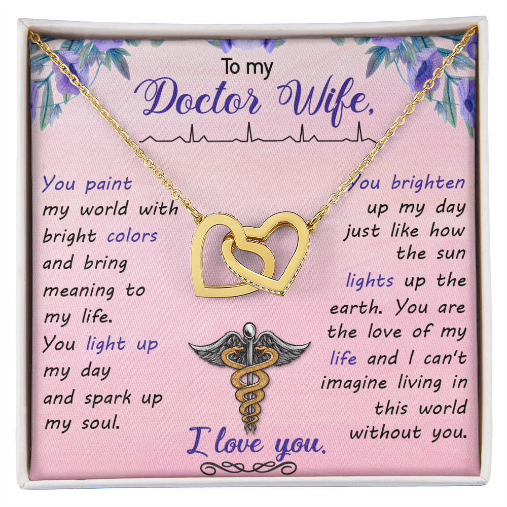 Interlocking Hearts Necklace, Jewelry Gift, Rose Gold, or 18k yellow gold finish, Wife, Doctor - YERTIZZ.COM