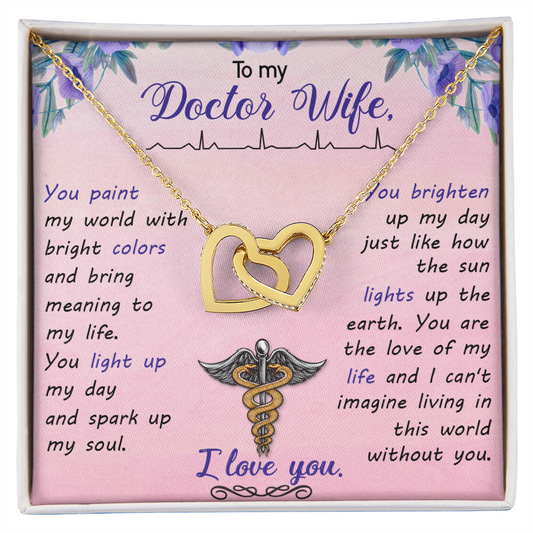 Interlocking Hearts Necklace, Jewelry Gift, Rose Gold, or 18k yellow gold finish, Wife, Doctor - YERTIZZ.COM