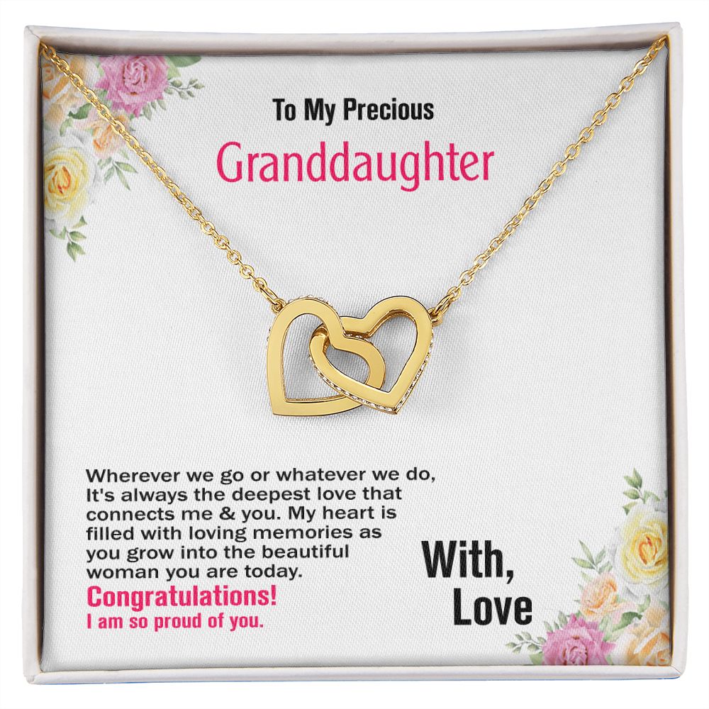 To Granddaughter-With Love, Interlocking Hearts Necklace, Jewelry Gift - YERTIZZ.COM