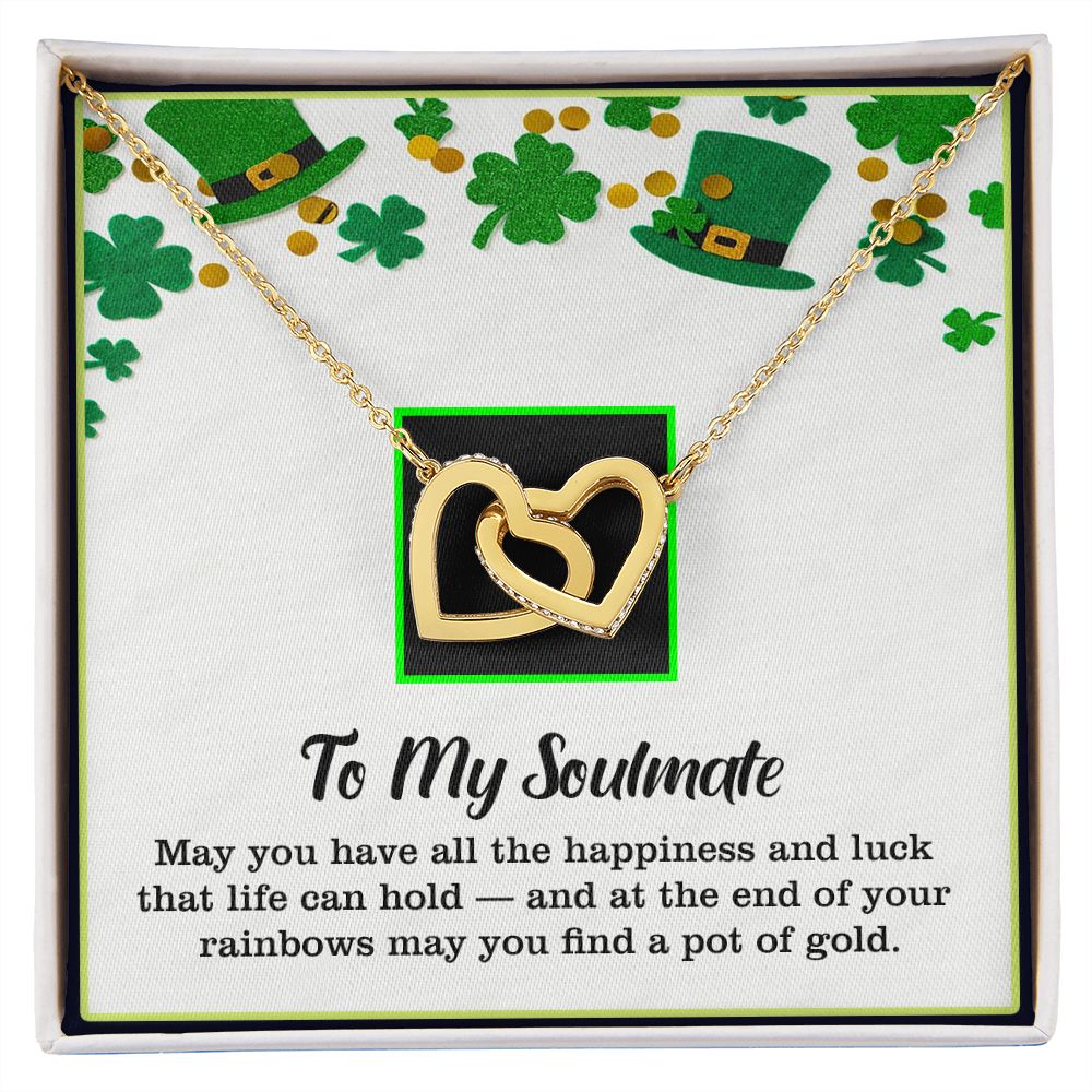 To My Soulmate, St. Patrick's Day, Interlocking Hearts Necklace - YERTIZZ.COM