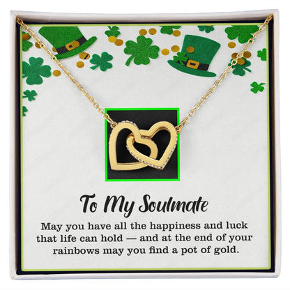 To My Soulmate, St. Patrick's Day, Interlocking Hearts Necklace - YERTIZZ.COM