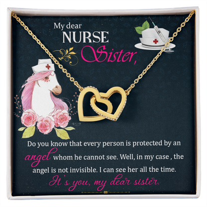 Interlocking Hearts Necklace, Jewelry Gift, Nurse, Nurses, Sister - YERTIZZ.COM