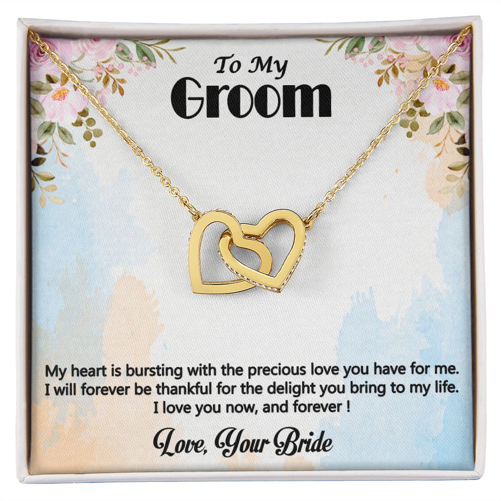 Interlocking Hearts Necklace, Jewelry Gift, Say Sorry, Rose Gold, or 18k yellow gold finish