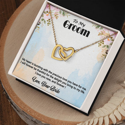 Interlocking Hearts Necklace, Jewelry Gift, Say Sorry, Rose Gold, or 18k yellow gold finish