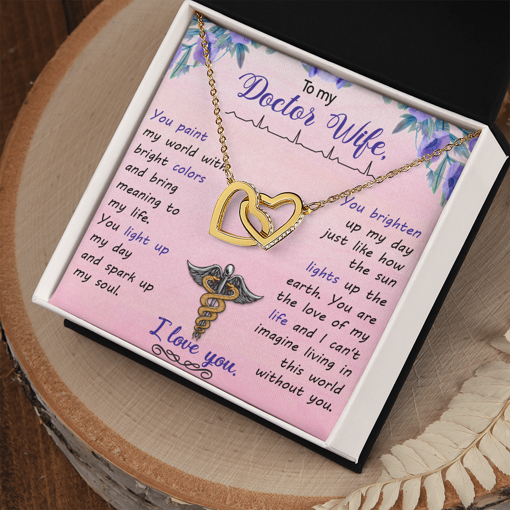 Interlocking Hearts Necklace, Jewelry Gift, Rose Gold, or 18k yellow gold finish, Wife, Doctor - YERTIZZ.COM