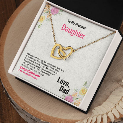 To Daughter, Interlocking Hearts Necklace, Jewelry Gift - YERTIZZ.COM