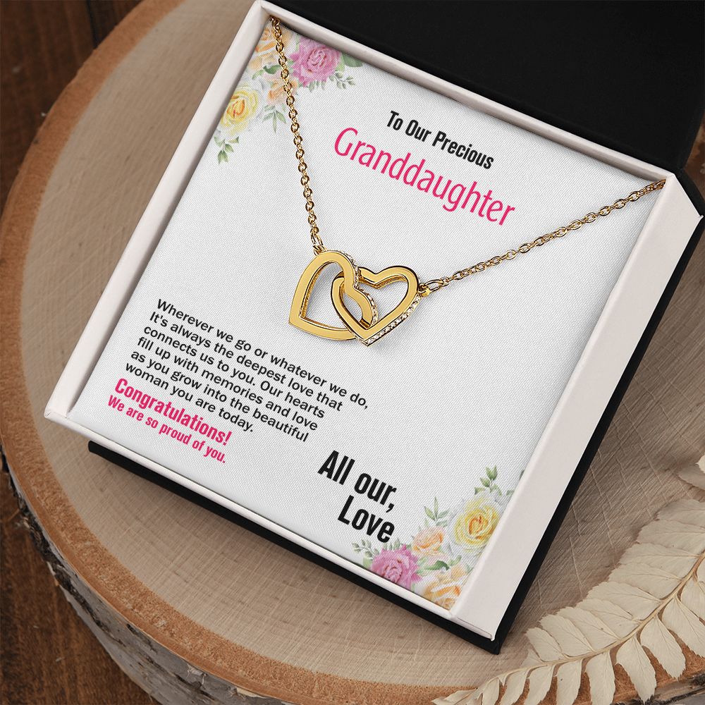To Our Precious Granddaughter-All Our Love, Interlocking Hearts Necklace, Jewelry Gift - YERTIZZ.COM