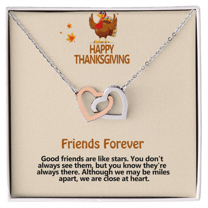 Happy Thanksgiving, Friends Forever, Interlocking Hearts Necklace, Jewelry Gift - YERTIZZ.COM