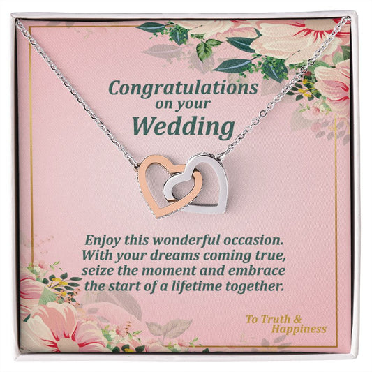 Interlocking Heart Necklace, Jewelry, Gift, Wedding, Bride, Groom